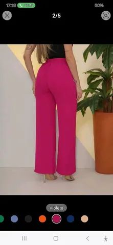 Calça pantalona rosa P em crepe  - Foto 5