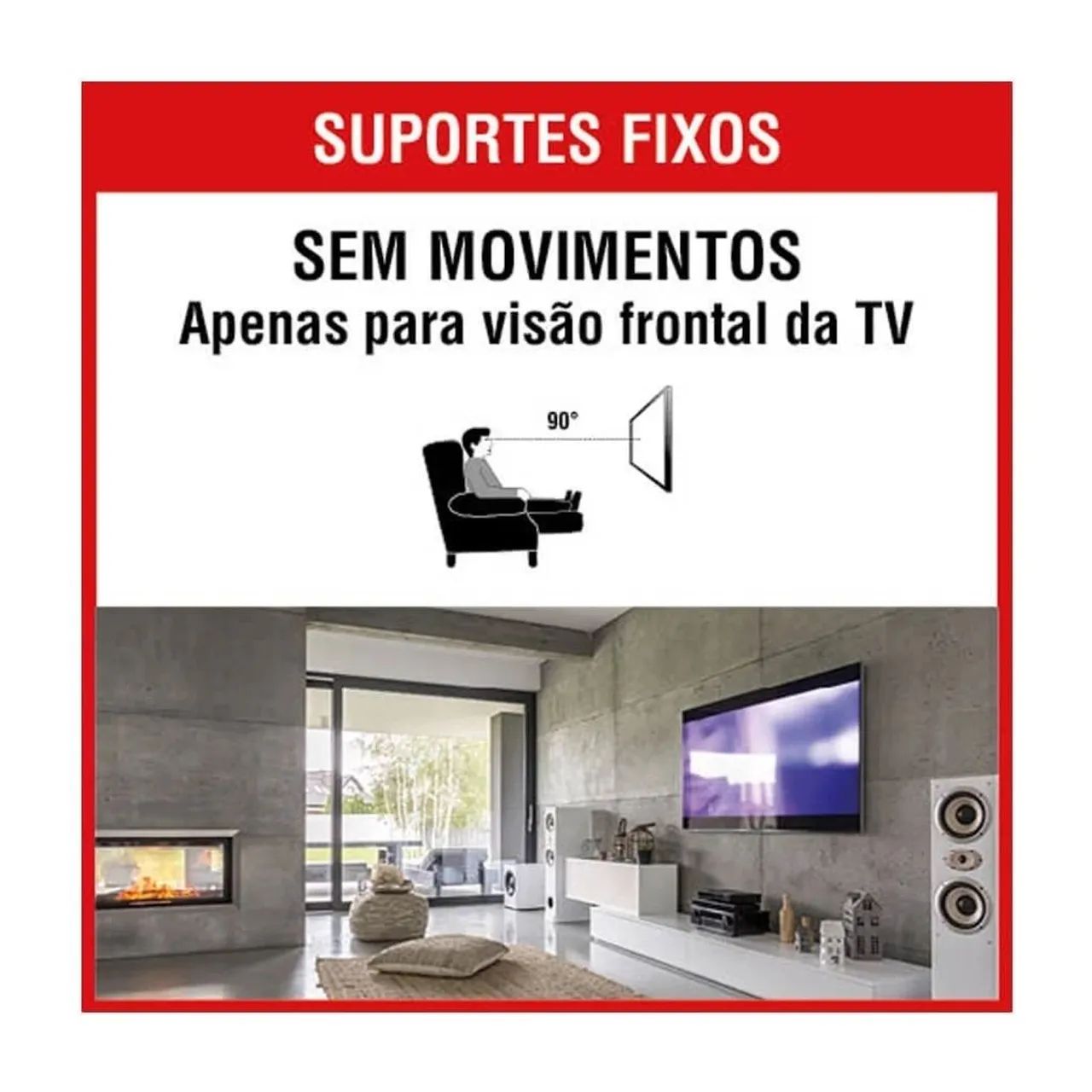 Suporte Fixo para TV LCD LED com parafuso e bucha completo 10 à 100 Polegadas - Foto 4
