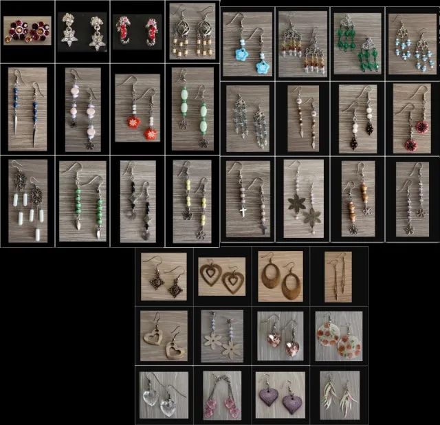 Lote com 137 brincos artesanais de Miçangas e Strass - Foto 3