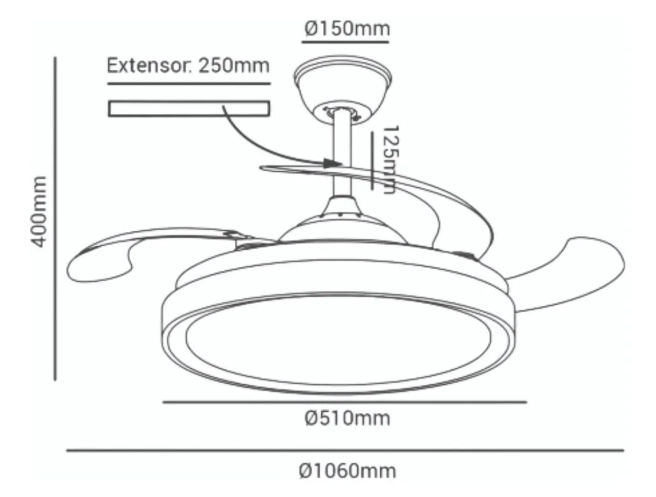 Ventilador de teto branco retrátil - Foto 2