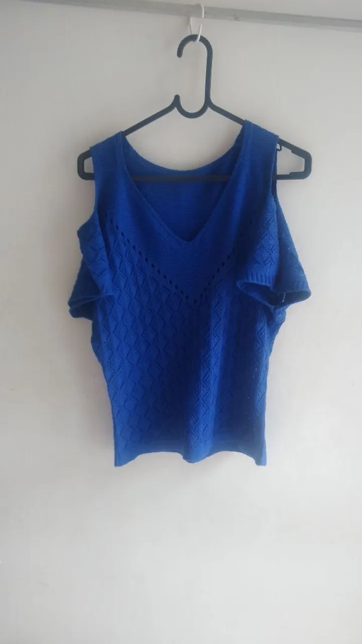 Blusa Azul Ombro a Ombro