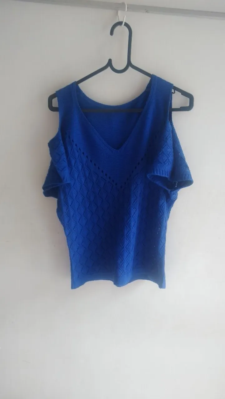 Blusa Azul Ombro a Ombro