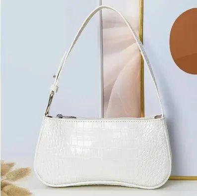 CAMAROTE Bolsa de ombro com padrão de crocodilo minimalista,baguete moderna