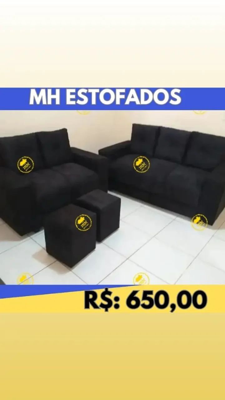 Conjunto de Sofá 2 e 3 lugares com Puff e preço imperdível - Foto 4