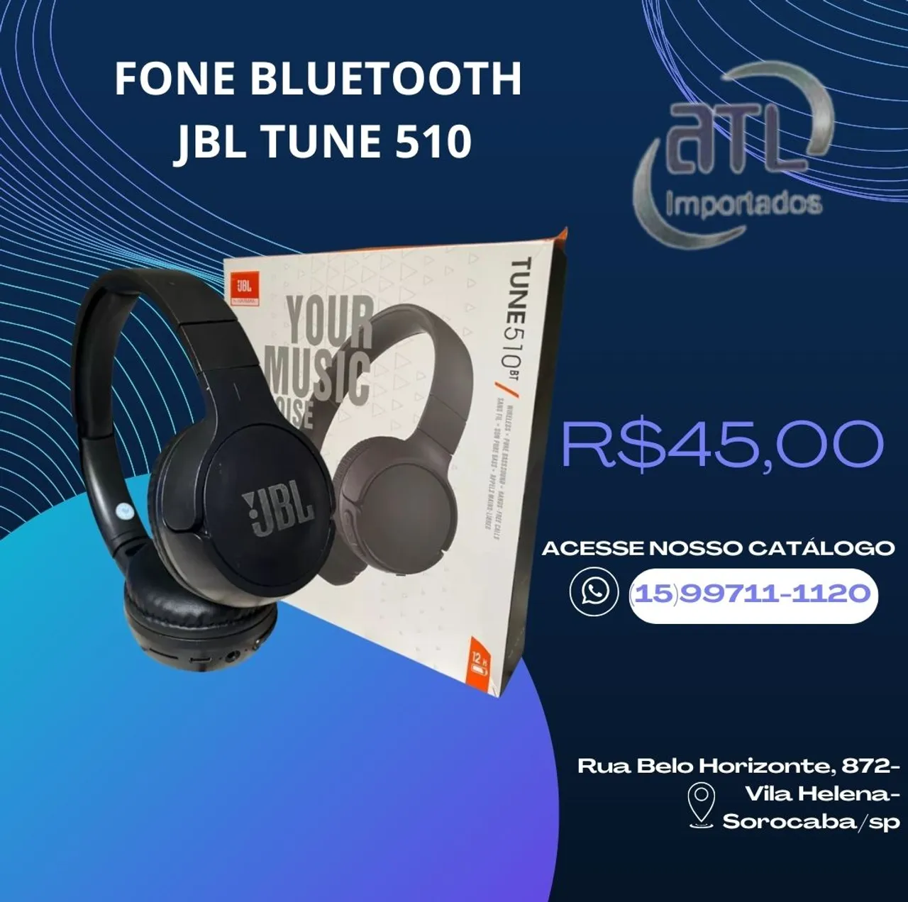 Fone de Ouvido Bluetooth JBL Tune 510 - Novo