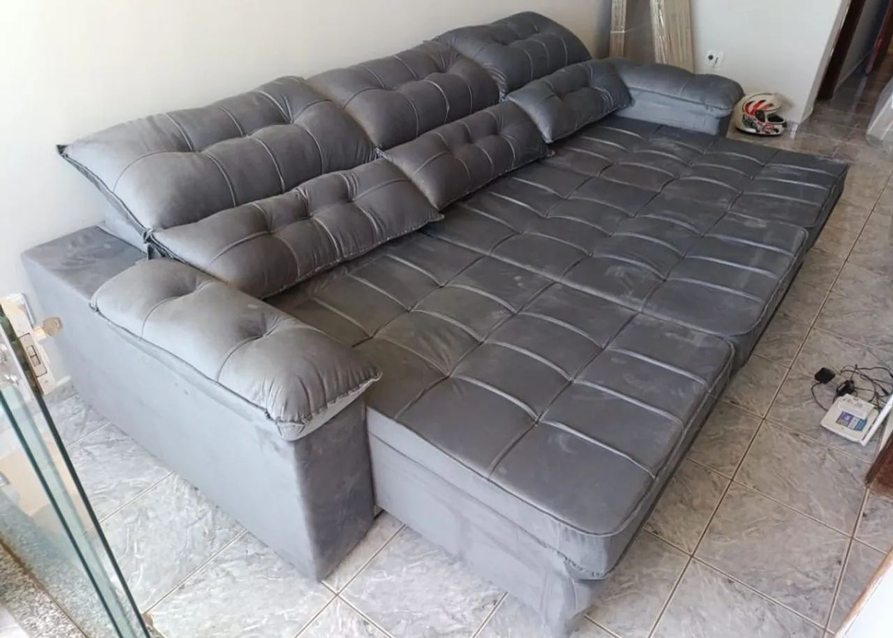 Sofá retrátil reclinável 2,90 Larissa top pronta entrega 