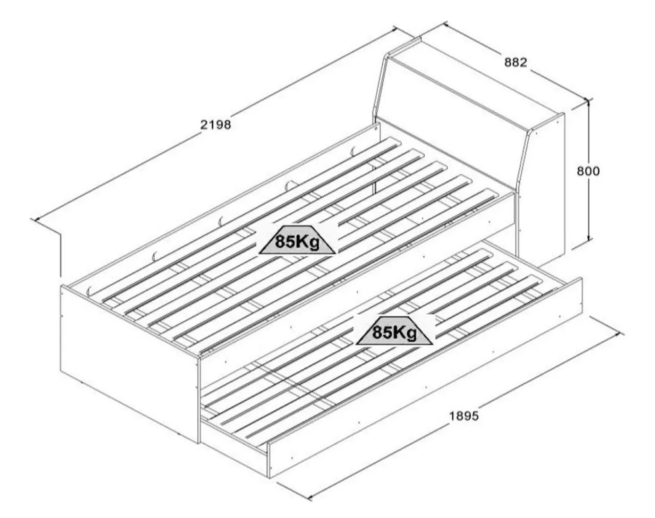 Cama de solteiro com cama auxiliar( usada) - Foto 4