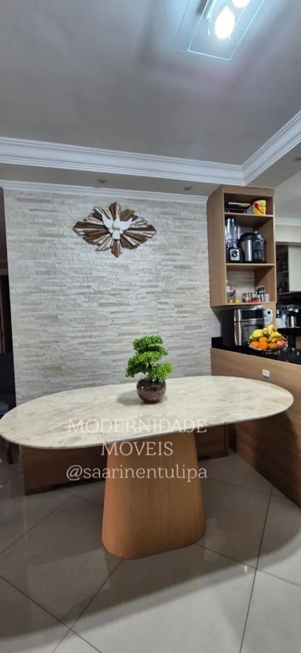Fabricamos mesa cone freijó + tampo retangular 1.60x0.90 bege bahia - Foto 3