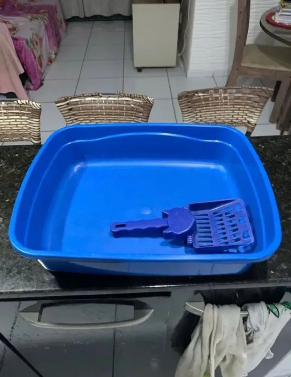 Caixa de areia + pote de ração e água para gatos - Foto 2