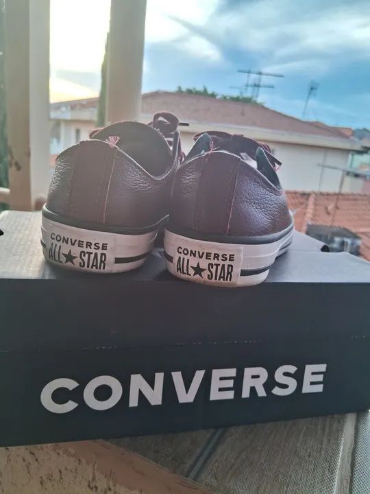 Converse All Star Couro vinho - Foto 5