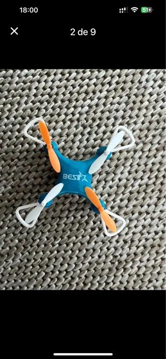 Mini Drone Azul Aerobat Quatro eixos Com Radio Controle - Foto 4