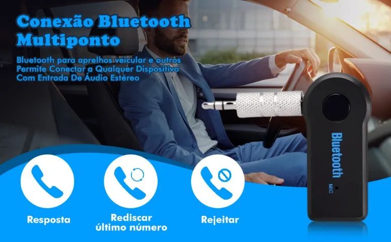 Adaptador P2 Bluetooth Receptor Audio para Som do Carro - Foto 6