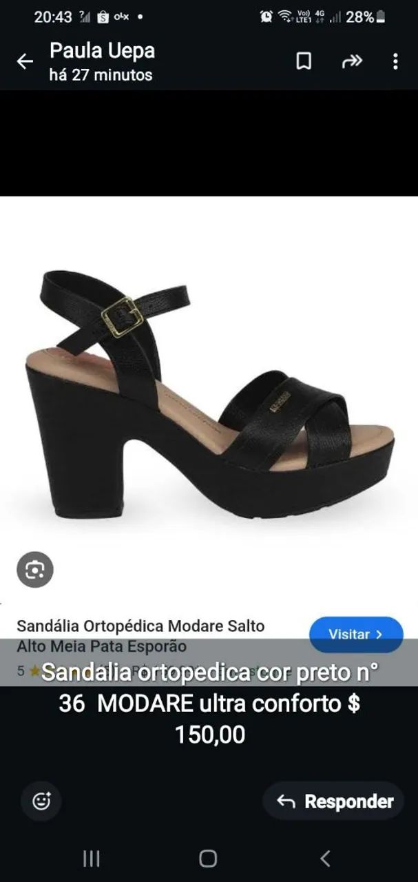 Sandália Ortopédica Modare Salto Alto Meia Pata Esporão