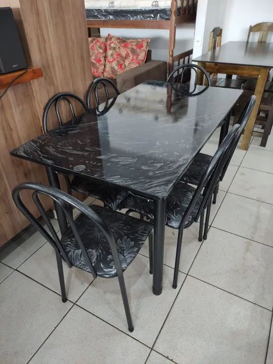 Mesa ardósia 6 cadeiras nova 