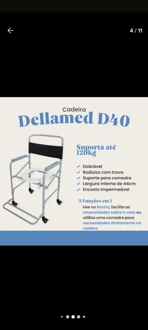 Cadeira de Banho Dellamed D40 - Conforto e Segurança