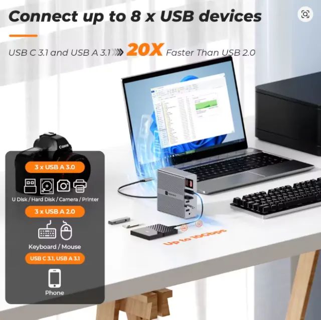 TOBENONE-UDS030 DisplayLink Docking Station, 18 em 1 - Foto 4