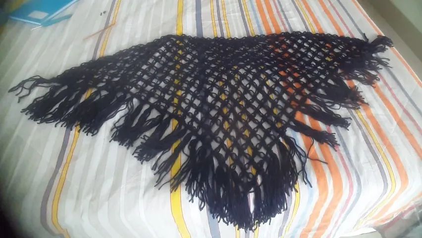 Gola xale em croche de lã
