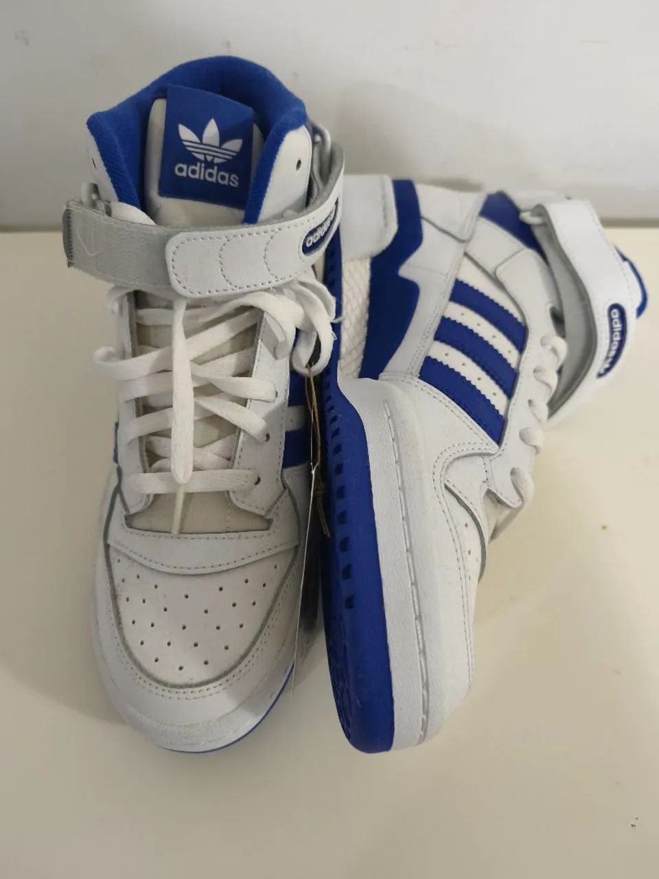 adidas originals forum mid branco e azul de R$ 899 por R$ 600 - Foto 2