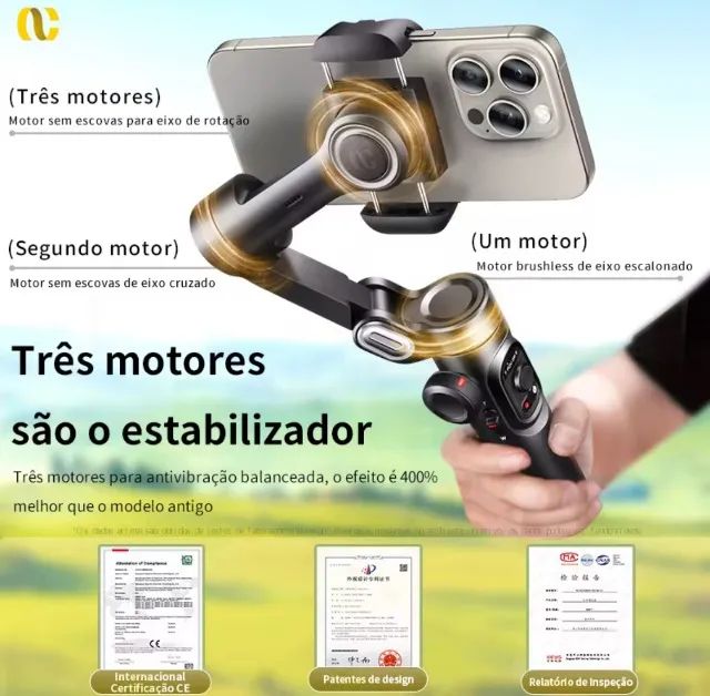 Estabilizador Gimbal - AOCHUAN - 3 eixos - Com Flash64318616799233124