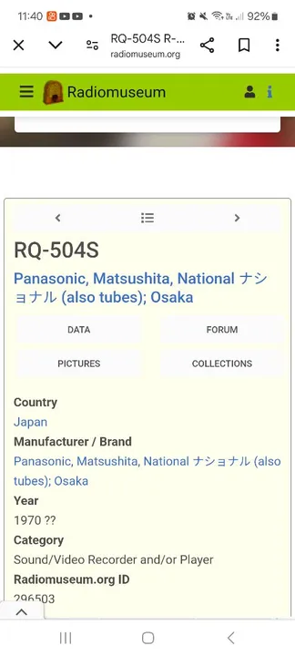 Gravador de fita Panasonic Matsushita National