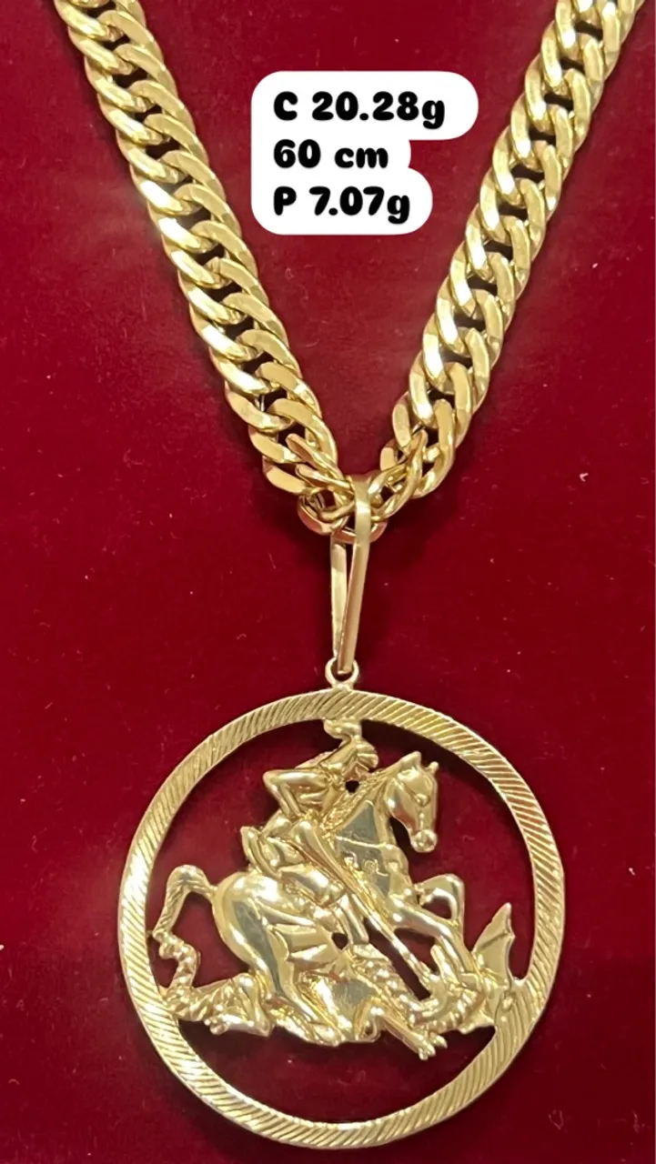 Conjunto de corrente e pingente de ouro com garantia eterna