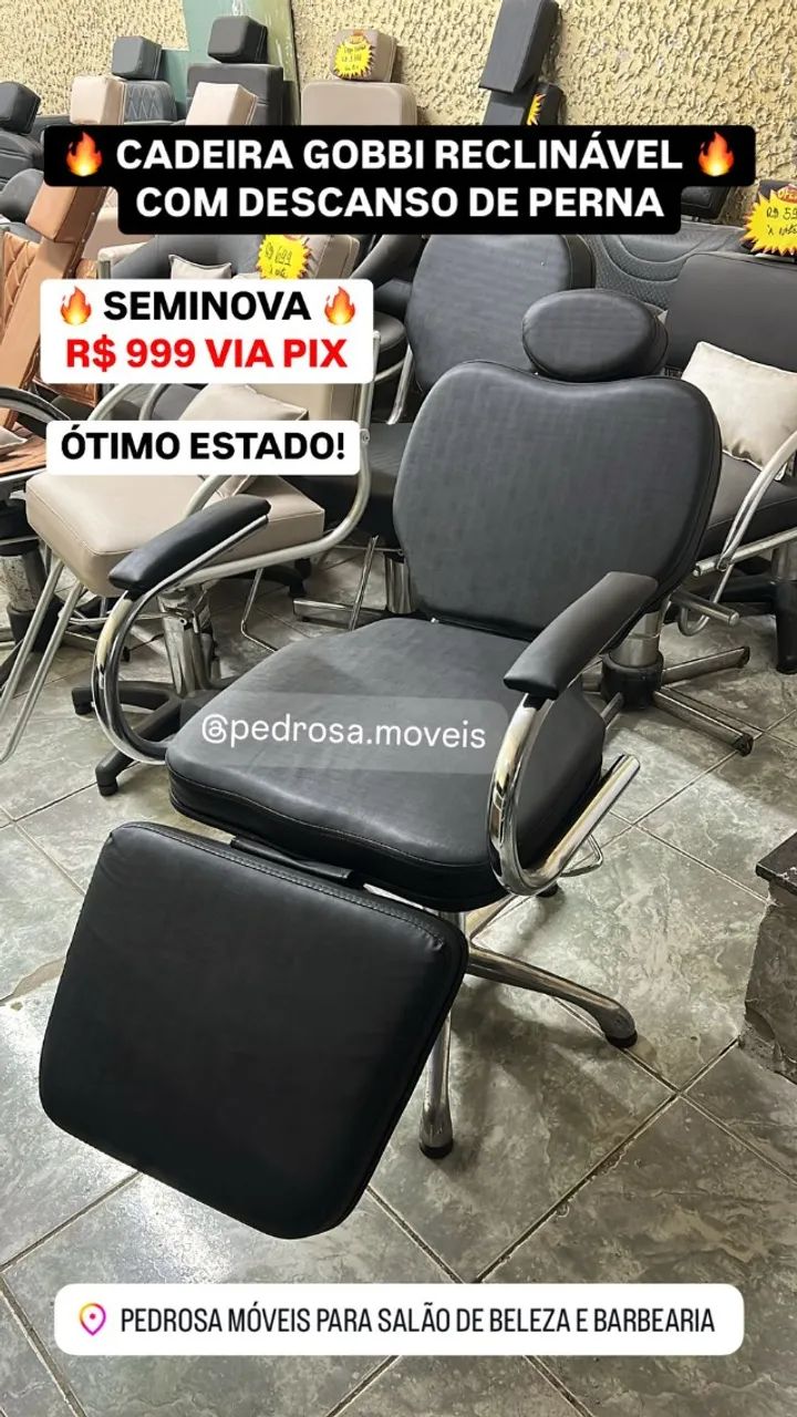 Cadeira inclinável e apoio de pés para maquiadora ou estética 