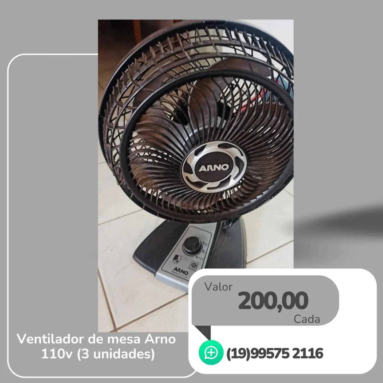 Ventilador de mesa Arno 110v (3 unidades)