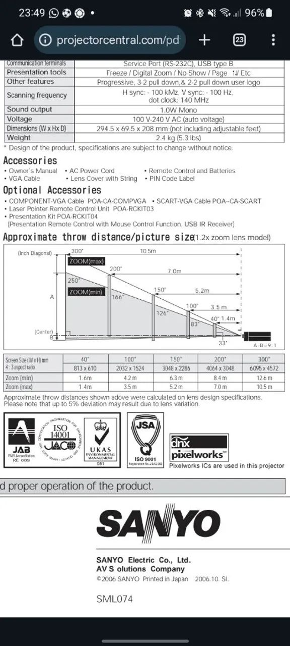 Projetor SANYO PLC-XU74 - Foto 5