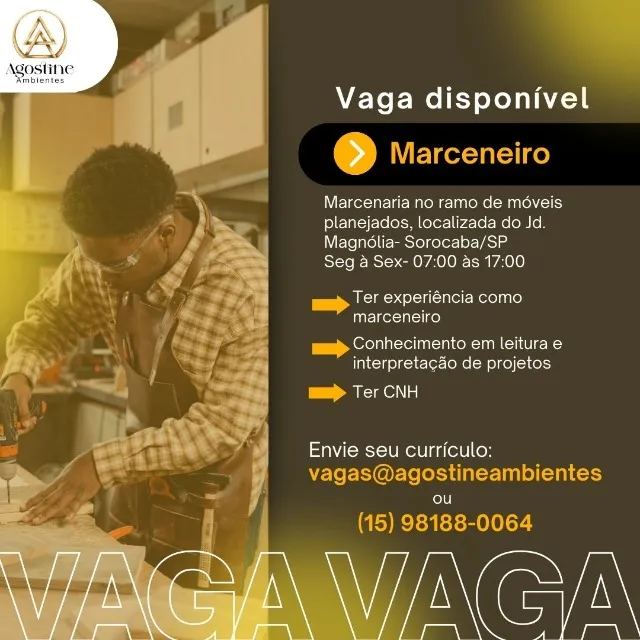 Vaga de Marceneiro Inicio Imediato