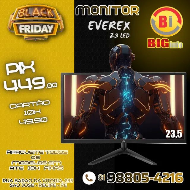 24 Inch Everex Widescreen Monitor - 60hz - 5ms - HDMI/VGA - Up to 10x Fixed64308000182915120