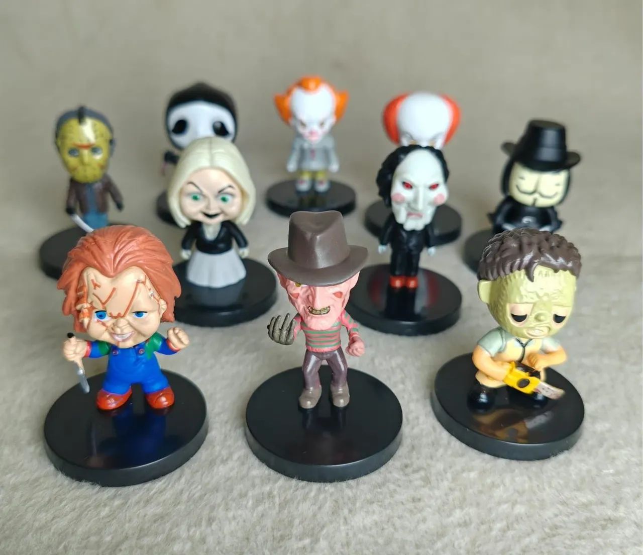 Bonecos de Terror Halloween Coleção Freddy IT Chucky Jason Kit 10pcs - Foto 3