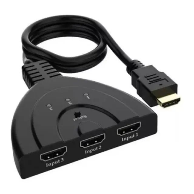 Cabo Divisor Hdmi Hub 3x1 Switch Adaptador 3 Entrada Para 1 Saida