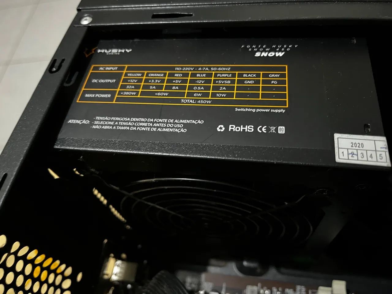 Fonte de Alimentação Husky Snow 450W 80 plus 
