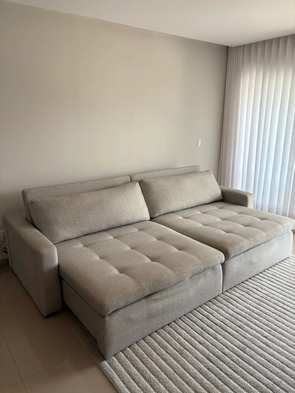 Sofá retrátil e reclinável linho 2,70m - Foto 5