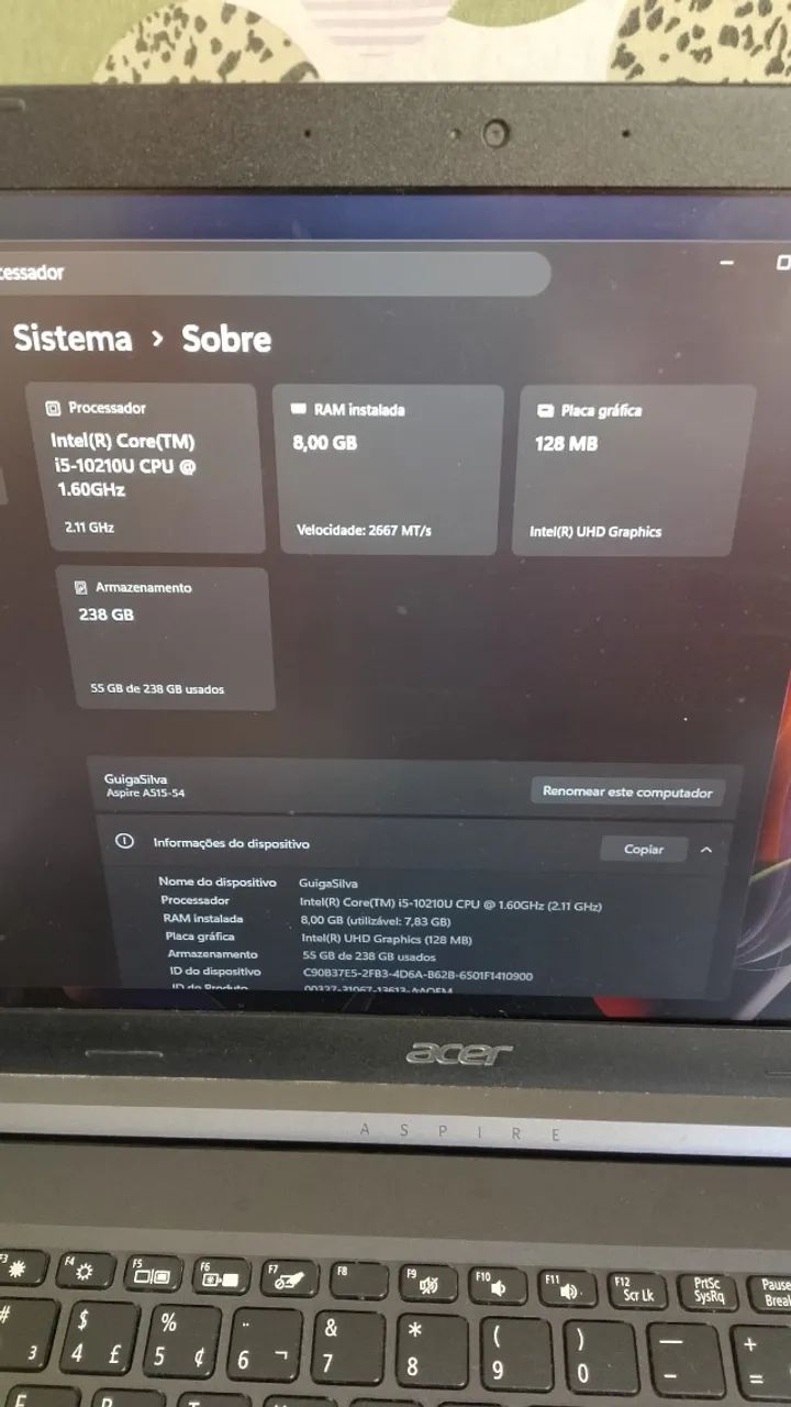 Notebook usado Acer i5