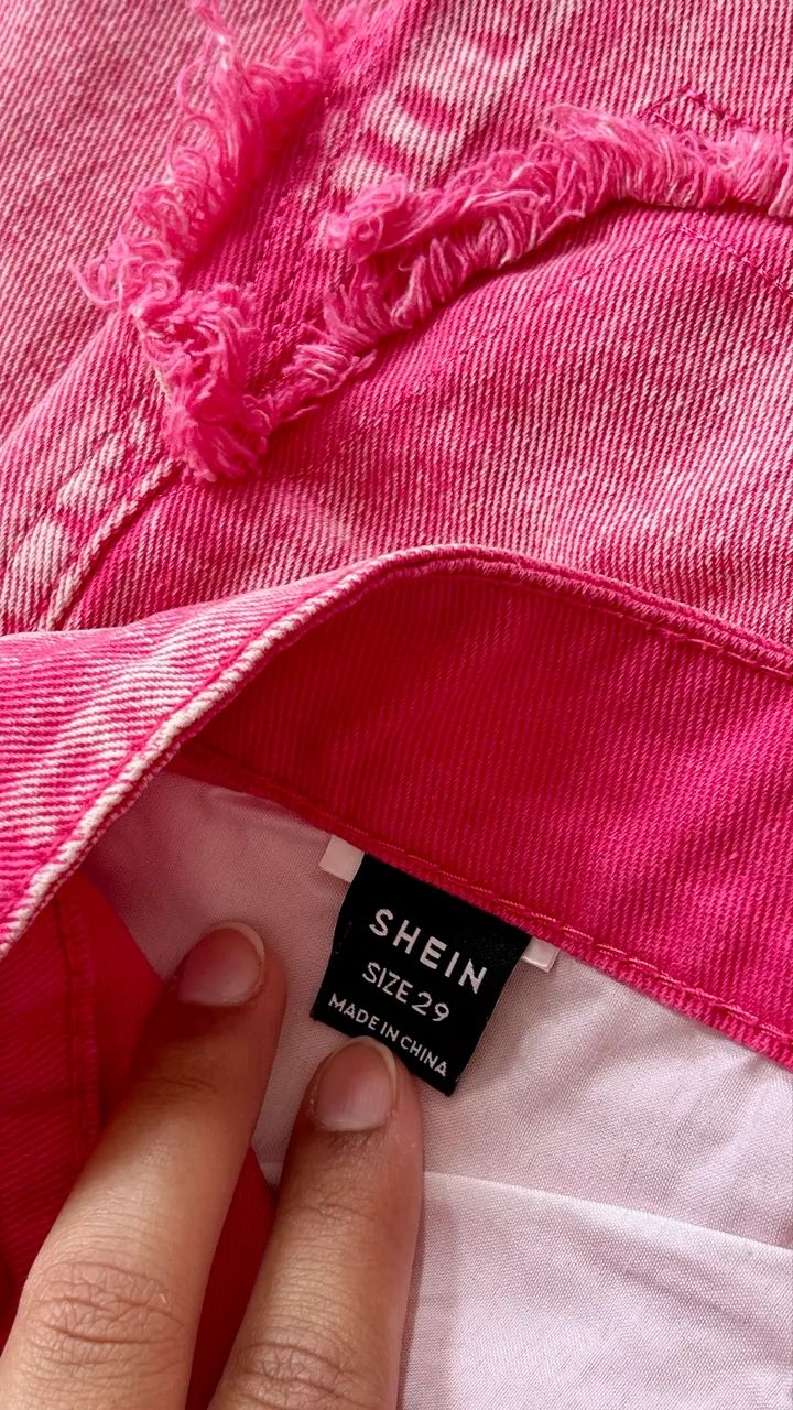 Calça Denim Reta Ajustada - Rosa Chiclete - Foto 3
