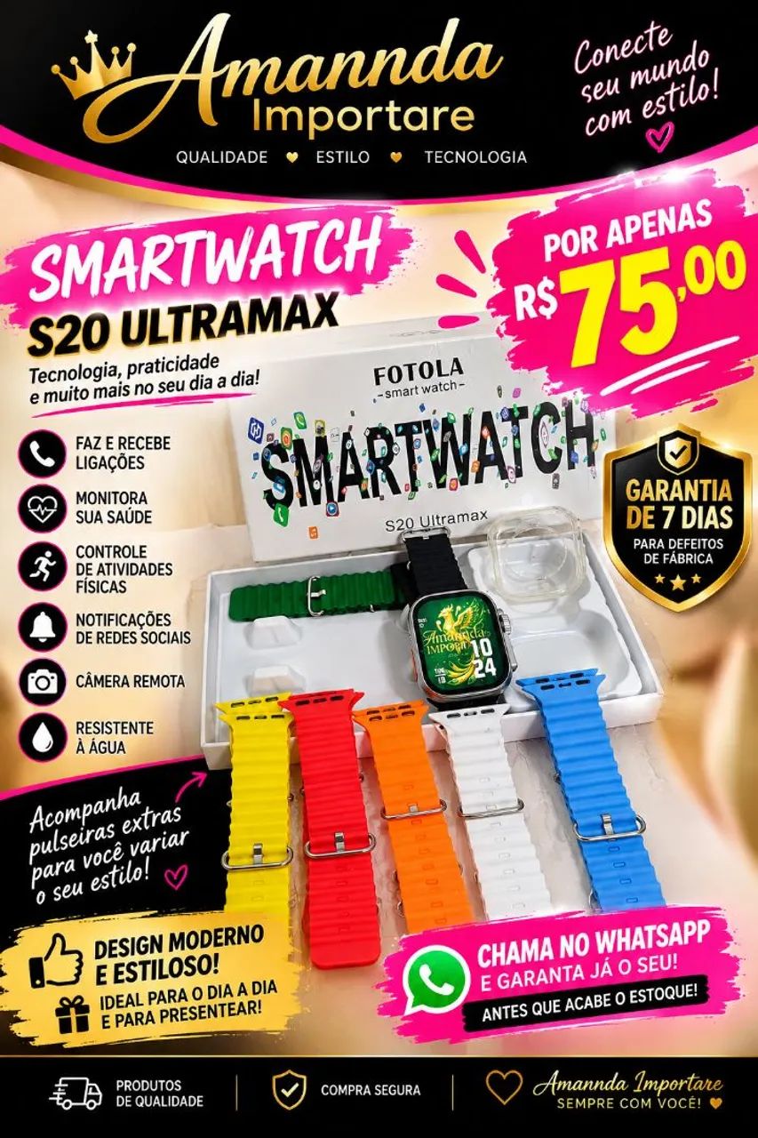 SMARTWATCH ULTRA COM PULSEIRA EXTRA 