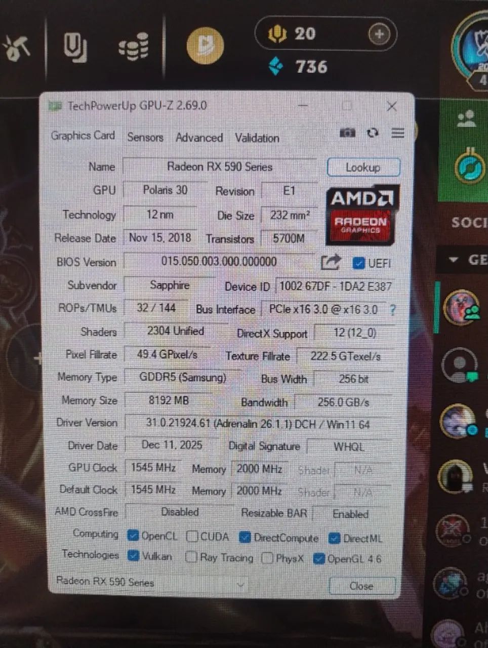 RX 590 Saphire Pulse 8GB ORIGINAL - Foto 3