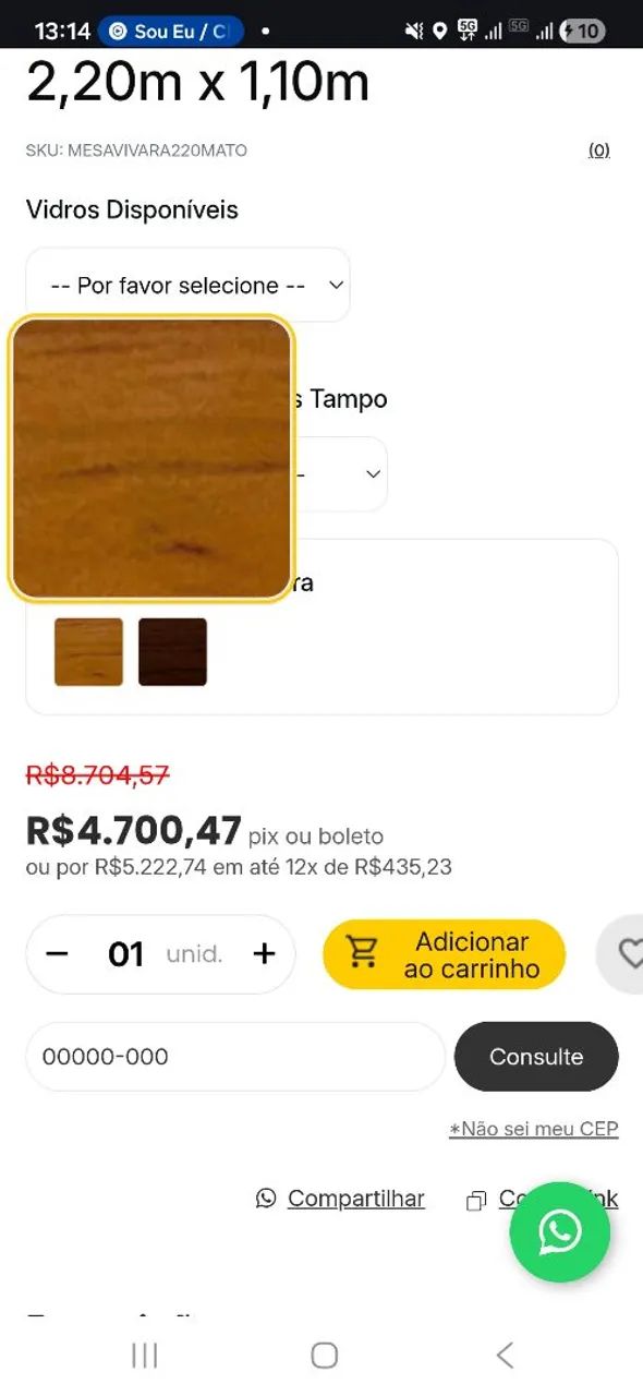 Mesa Templo em madeira 2,20 x 1,10 - Foto 3