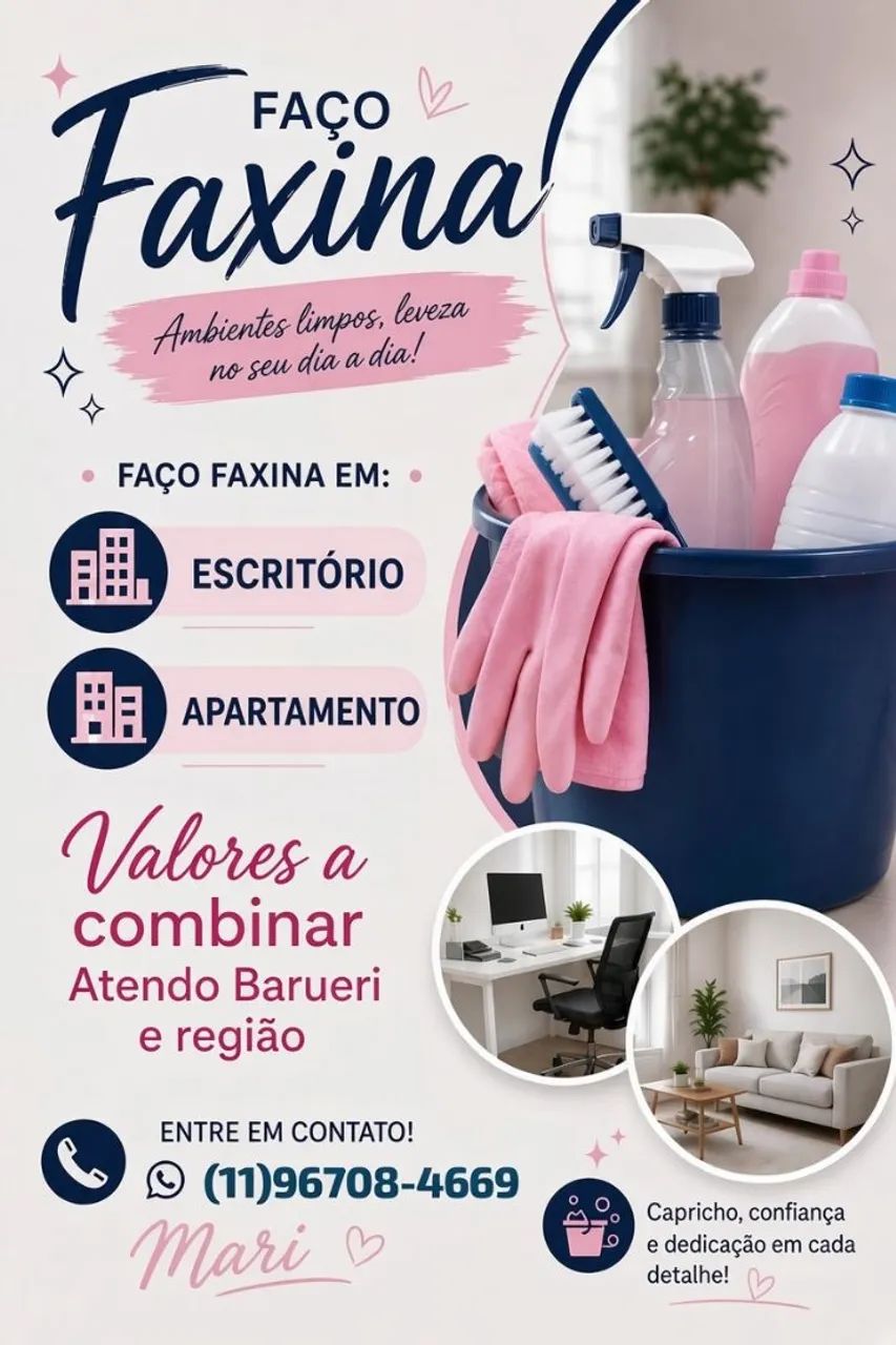 Faço FAXINA (apartamento e escritório)