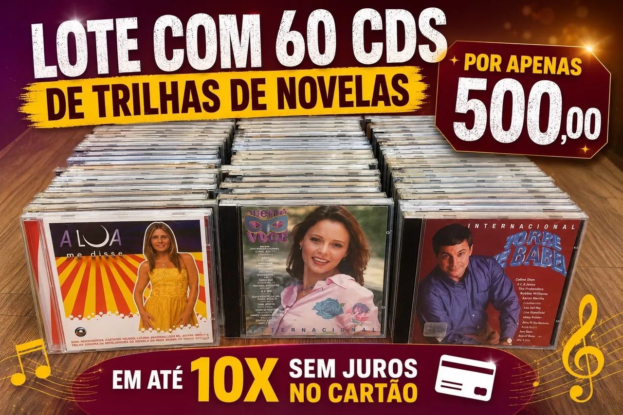 Vendo lote 60 cds de trilhas de novelas 