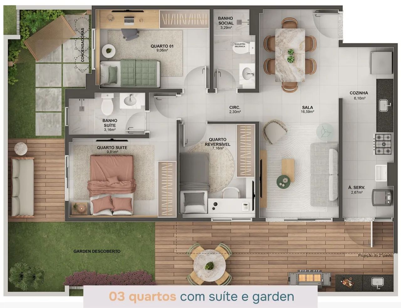 Garden 3 quartos 2029