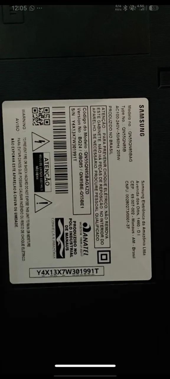 TV Samsung 55 polegadas. Modelo QN55QN85NAG. - Foto 3