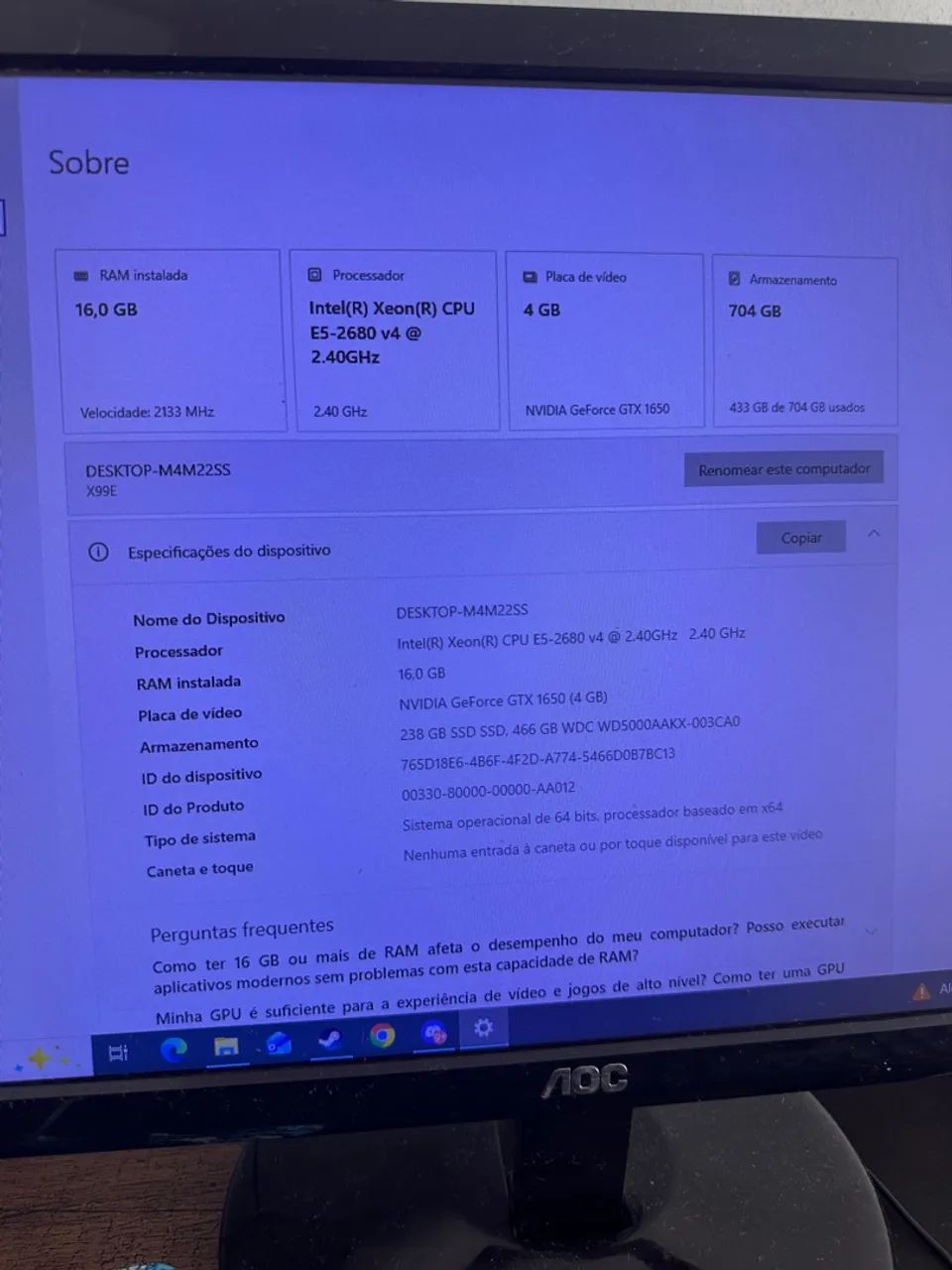 PC Gamer Completo ? Xeon + GTX 1650