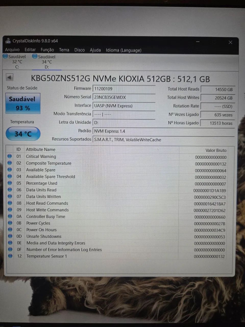 SSD NVMe M.2 2230 Kioxia 512GB PCIe Gen4x4 - Armazenamento - Capão