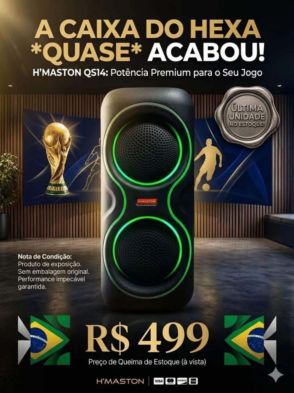 Caixa de Som Bluetooth Potente 8x2 Hmaston