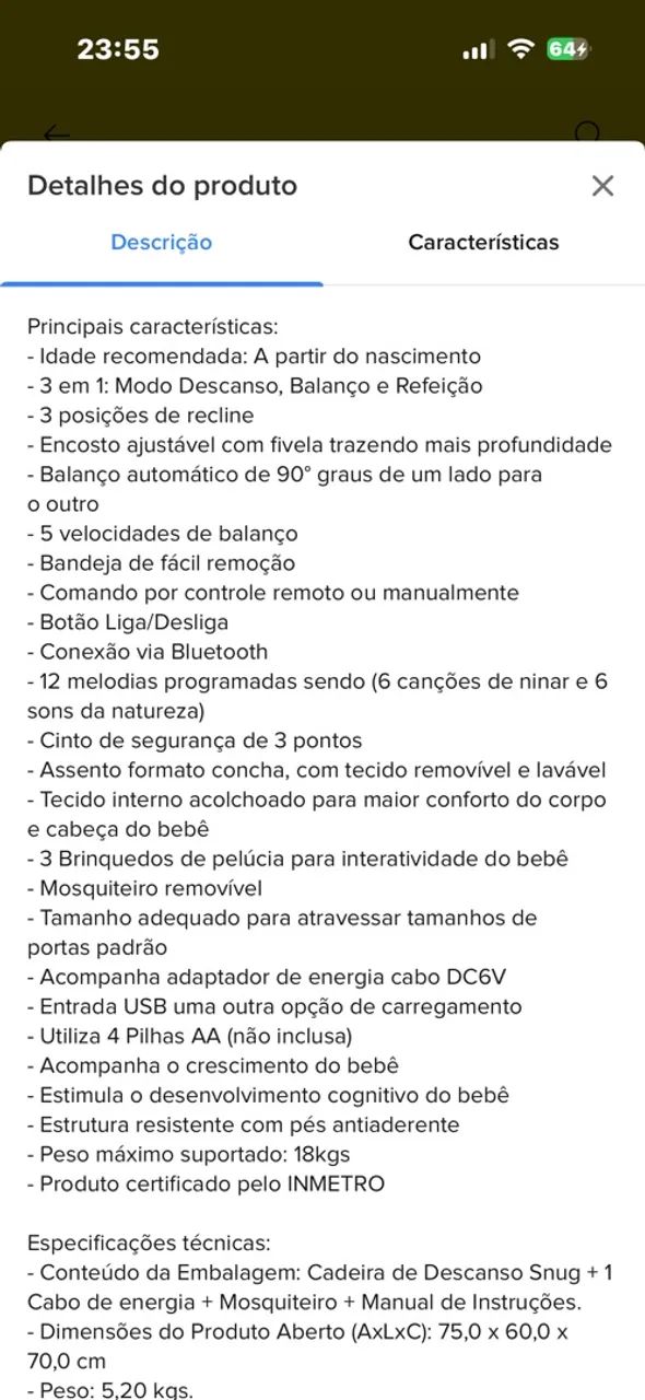 Cadeira de balanço  - Foto 3