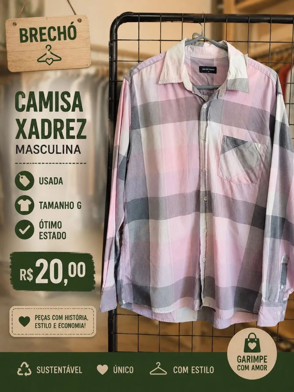 Camisa xadrez masculina 