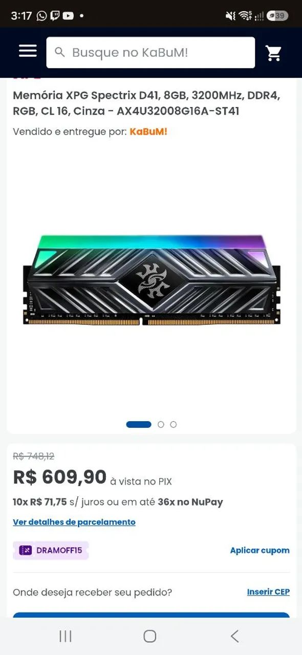 TROCO / VENDO Memória Ram 8gb ddr4 - Foto 2