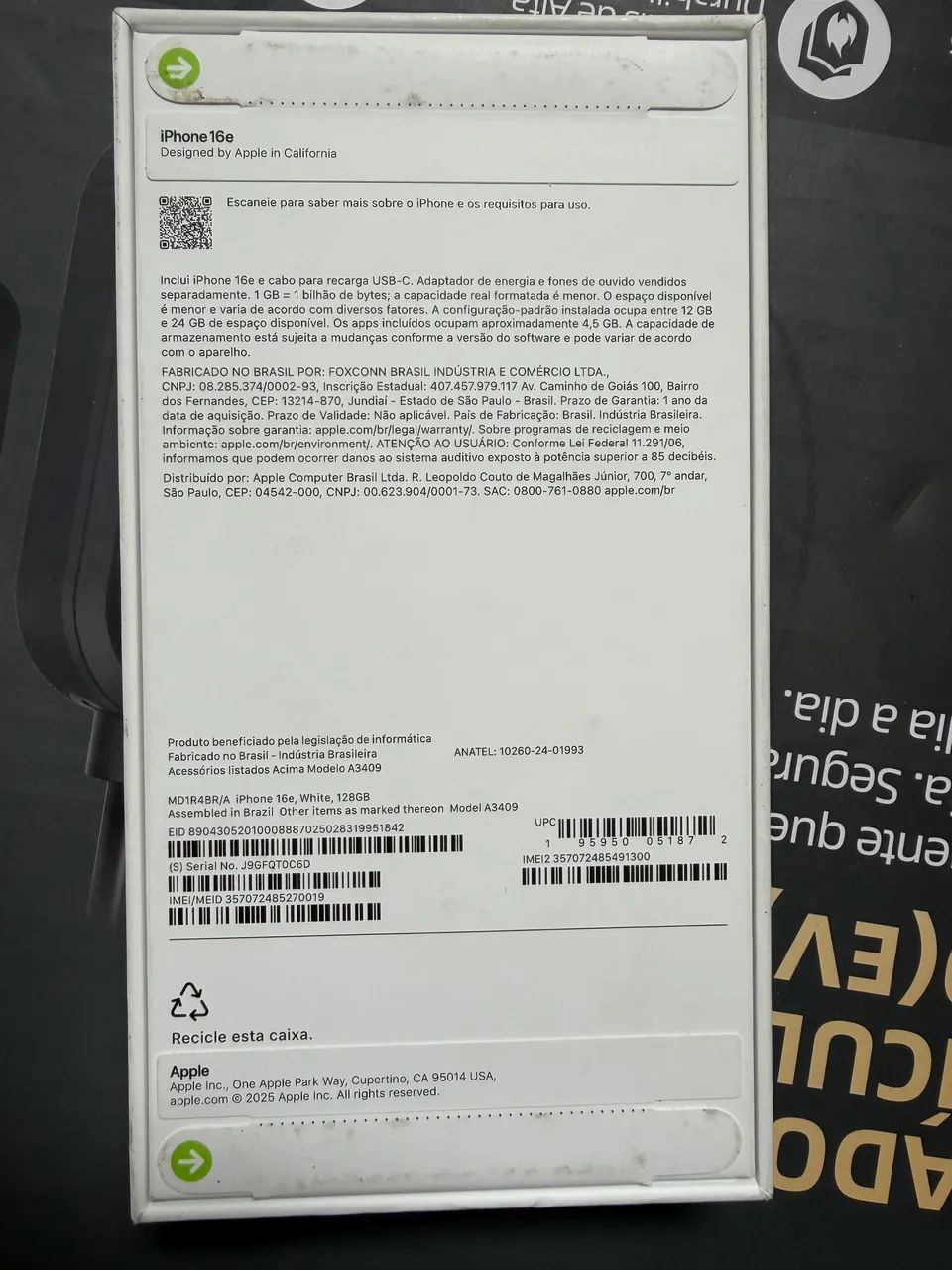iPhone 16e 128 gigas lacrado 